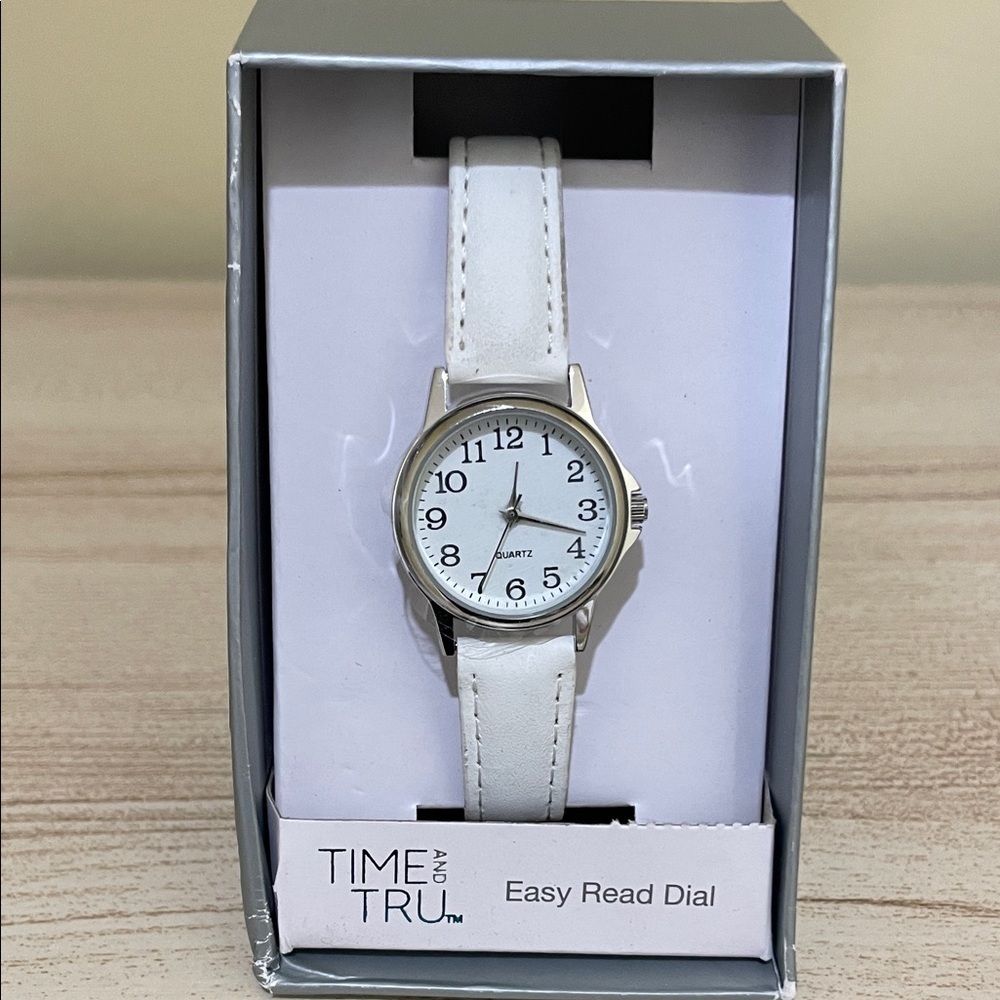 Time and Tru #Unisex White Watch with Silver Accents
